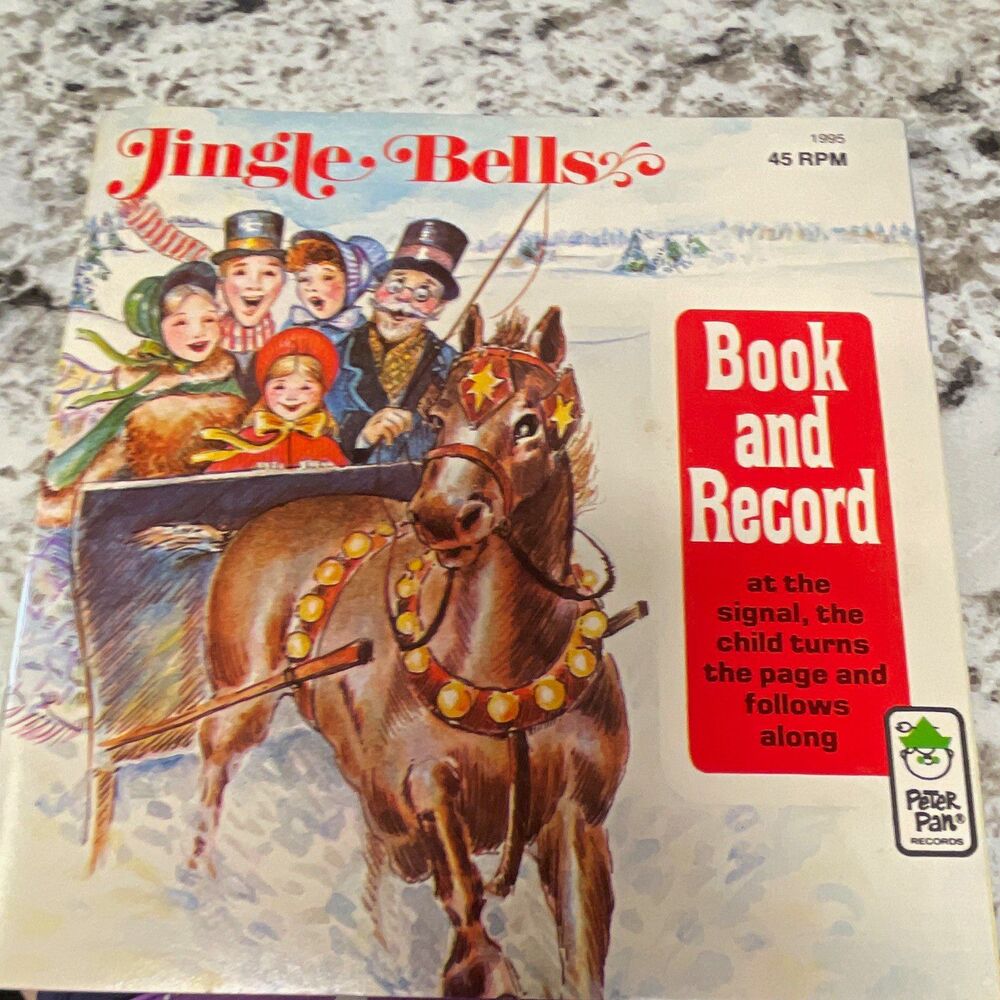 Peter Pan Records Jingle Bells 7" 45RPM Black Vinyl Book & Illustrated 1995